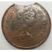 CANADA 1980 . ONE 1 CENT COIN . ERROR . CLIPPED PLANCHET